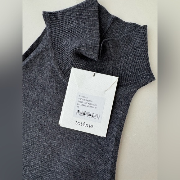NWT TOTÊME Ribbed Neck Dark Gray Wool Midi Dress Size XS - Picture 8 of 13